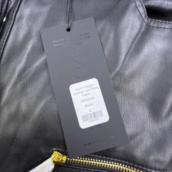 NovaLuxe Faux Vegan Leather Pants Women’s Size Large Black Flare Leg Lace Up NEW - Picture 4 of 11